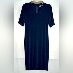 Chico's Travelers Dress Neck Band Choker Embroidered Keyhole Date‎ Night …